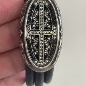 Scott Kay Diamond, Sterling Silver, & Leather Cuff